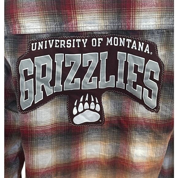 University of Montana Grizzlies Plaid Flannel Shirt LARGE Oversized Football UM - Picture 2 of 7